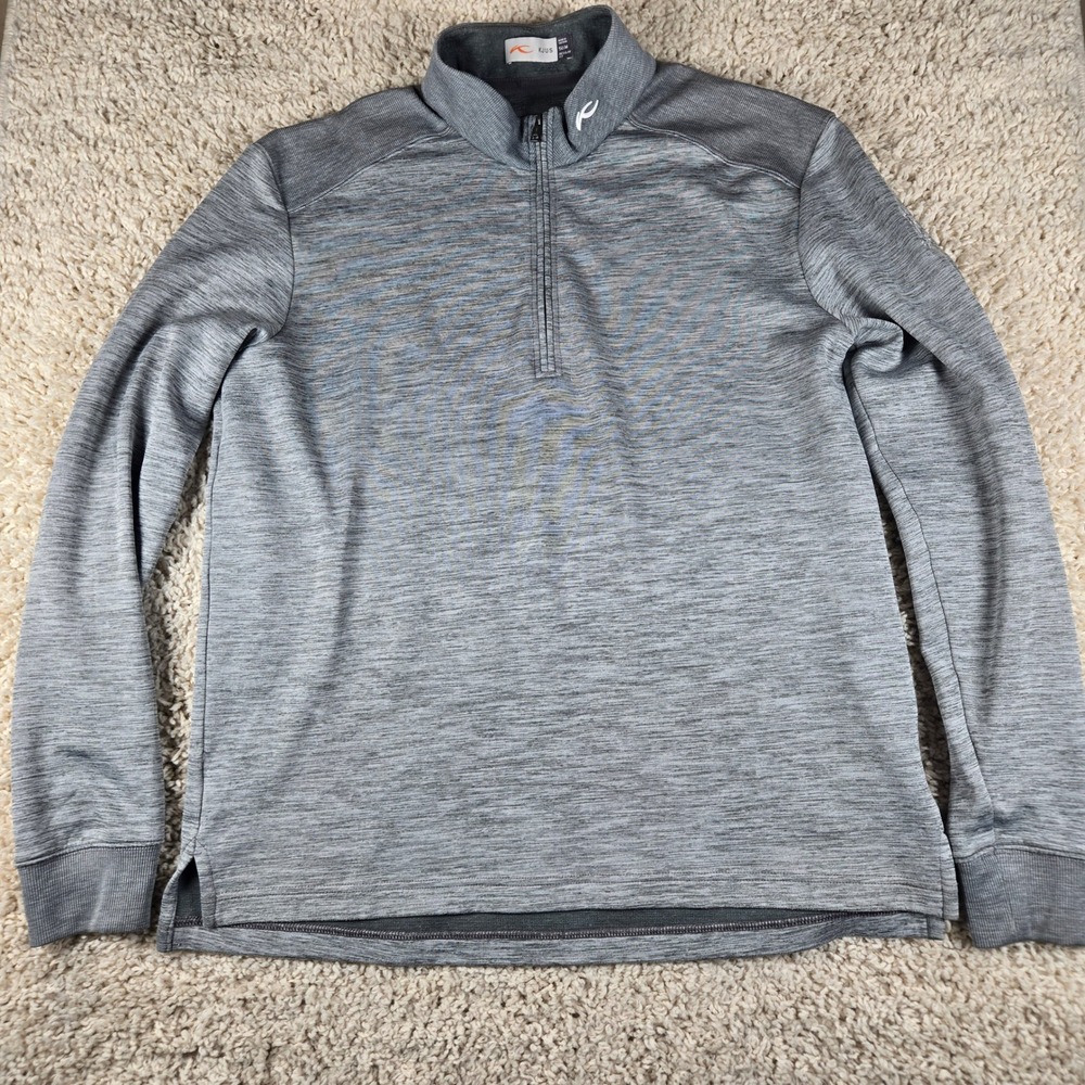 KJUS Mens Quarter Zip Pullover Sweater Heather Gray Golf Midlayer Size 50 M